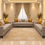 Elegant Symmetrical Living Room With Gold Accents